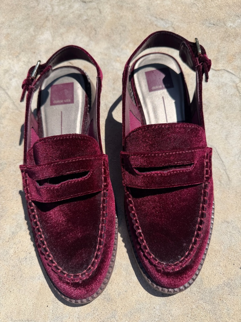 Dolce Vita Women's Wine Velvet Slingback Loafers NWOT